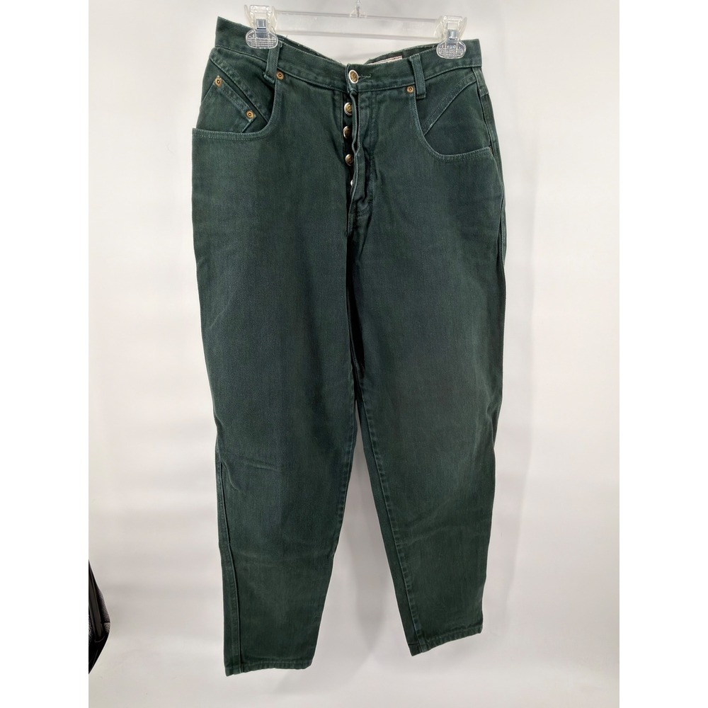 VTG Zena Jeans Women's 11 High Rise Tapered Leg Hunter Green Denim Mom 90s‎ Y2K